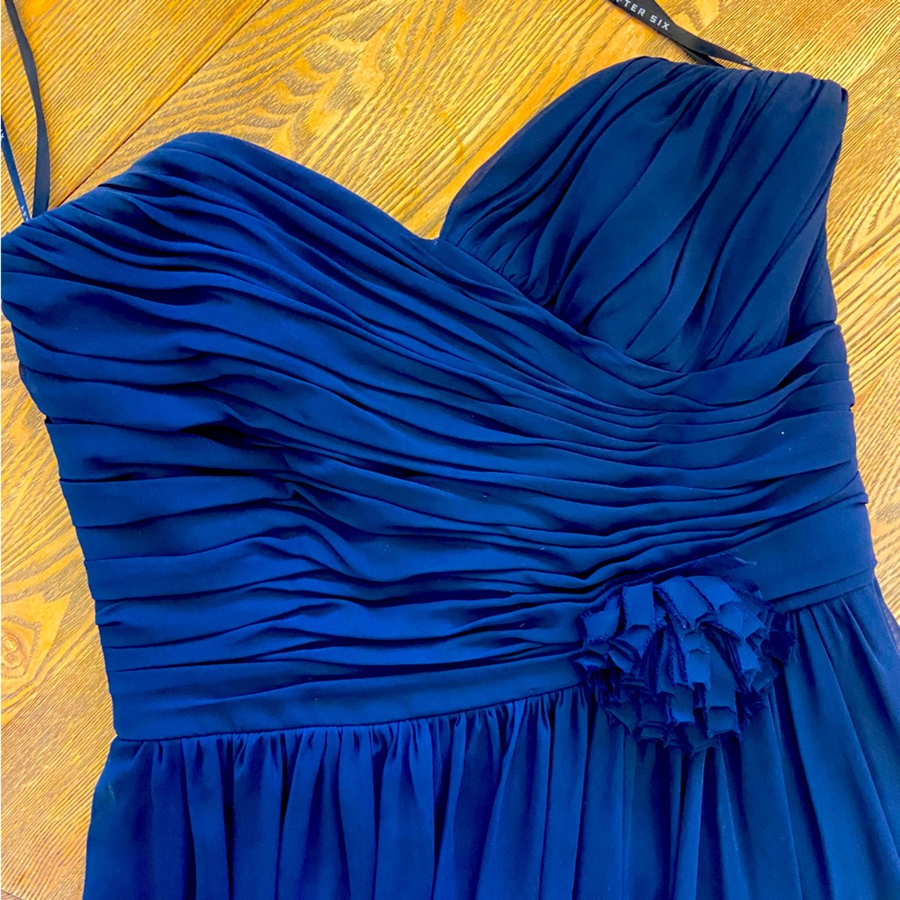 AFTER SIX CHIFFON BRIDESMAID DRESS WITH RUCHED BODICE #6609 size 8 in Midnight
